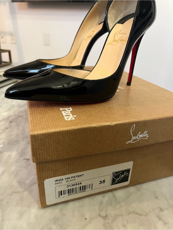 Christian Louboutin Shoes - Christian Louboutin Black Patent Iriza 100 Pumps